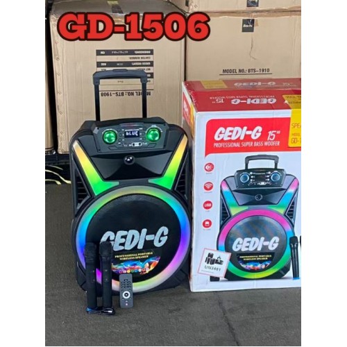 Портативна акумуляторна Bluetooth колонка Gedi-G GD-1506, 200 Вт, 1×15", висота 70 см, з 2 мікрофонами