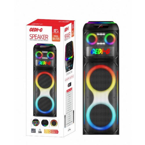 Портативна акумуляторна Bluetooth колонка Gedi-G GD-2125, 200 Вт, 2×12", висота 125 см, з 2 мікрофонами