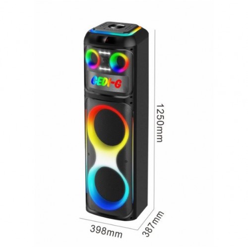 Портативна акумуляторна Bluetooth колонка Gedi-G GD-2125, 200 Вт, 2×12", висота 125 см, з 2 мікрофонами