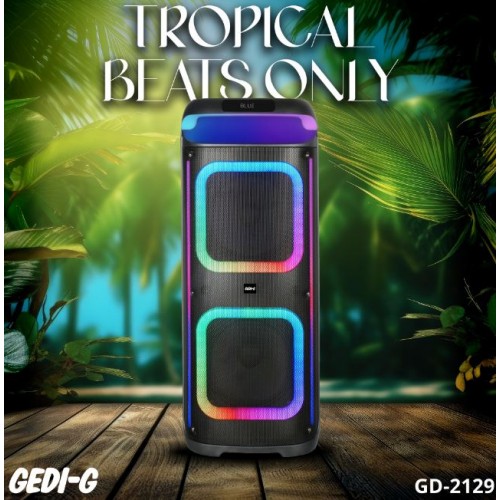 Портативна акумуляторна Bluetooth колонка Gedi-G GD-2129, 200 Вт, 2×12", висота 110 см, з 2 мікрофонами