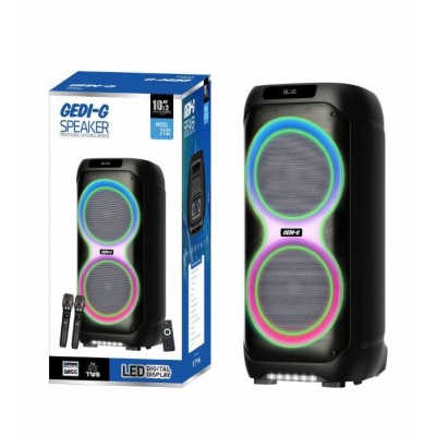 Портативна акумуляторна Bluetooth колонка Gedi-G GD-2132, 100 Вт, 2×10", висота 70 см, з 2 мікрофонами