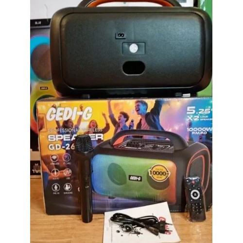 Портативна акумуляторна Bluetooth колонка Gedi-G GD-2609, 100 Вт, 2×5.25", висота 36 см, з 1 мікрофоном