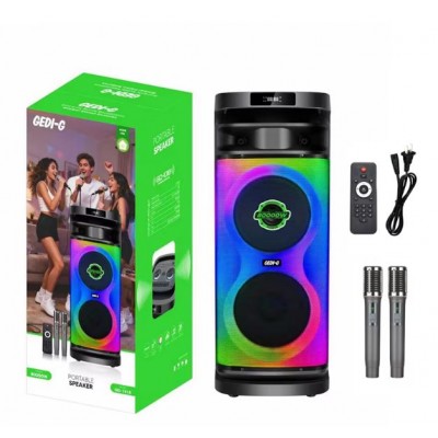 Портативна акумуляторна Bluetooth колонка Gedi-G GD-2858, 160 Вт, 2×8", висота 81 см, з 2 мікрофонами