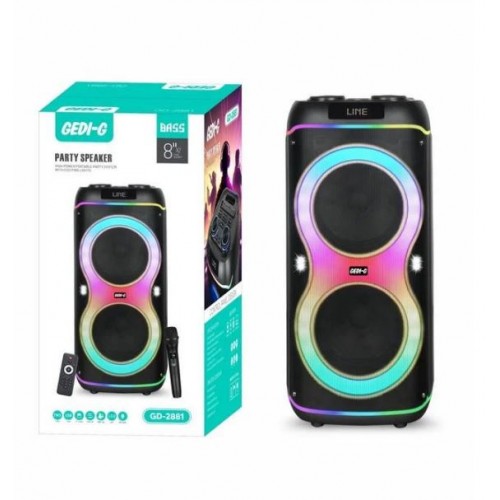 Портативна акумуляторна Bluetooth колонка Gedi-G GD-2881, 50 Вт, 2×8", висота 69 см, з 1 мікрофоном