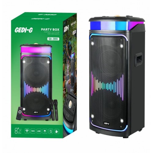 Портативна акумуляторна Bluetooth колонка Gedi-G GD-2895, 60 Вт, 2×8", висота 85 см, з 2 мікрофонами