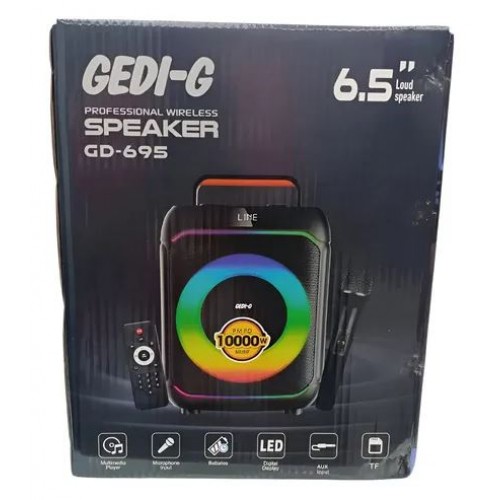 Портативна акумуляторна Bluetooth колонка Gedi-G GD-695, 30 Вт, 1×6.5", висота 42 см, з 1 мікрофоном