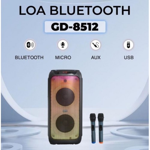 Портативна акумуляторна Bluetooth колонка Gedi-G GD-8512, 50 Вт, 2×8", висота 78 см, з 2 мікрофонами