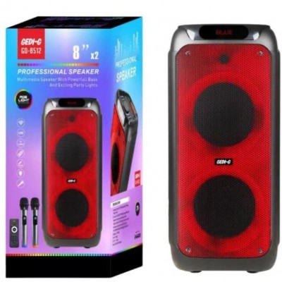 Портативна акумуляторна Bluetooth колонка Gedi-G GD-8512, 50 Вт, 2×8", висота 78 см, з 2 мікрофонами