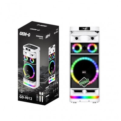 Портативна акумуляторна Bluetooth колонка Gedi-G GD-9012, 200 Вт, 2×12", висота 76.5 см, з 2 мікрофонами