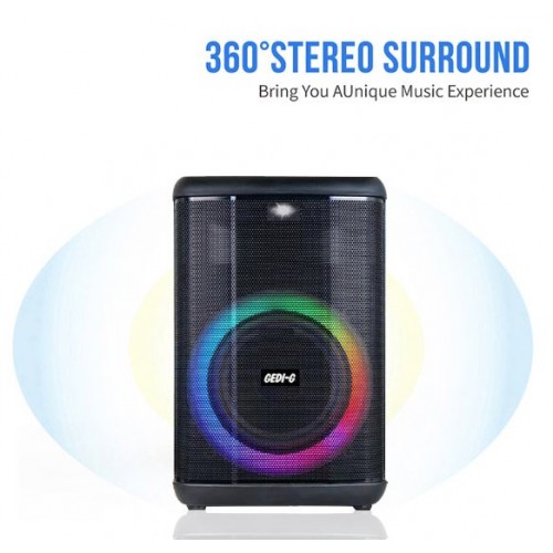 Портативна акумуляторна Bluetooth колонка Gedi-G GD-921, 40 Вт, 1×8", висота 44 см, з 1 мікрофоном