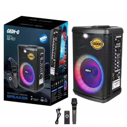 Портативна акумуляторна Bluetooth колонка Gedi-G GD-921, 40 Вт, 1×8", висота 44 см, з 1 мікрофоном