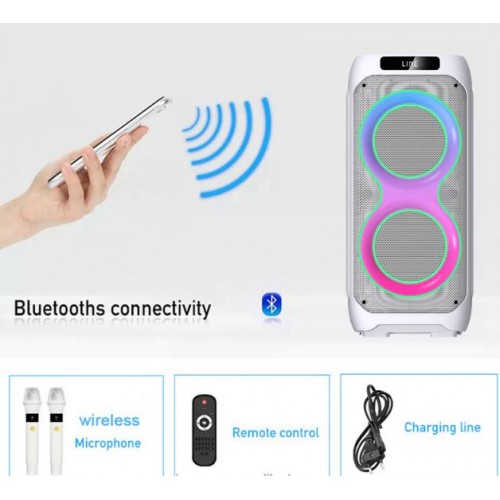Портативна акумуляторна Bluetooth колонка Gedi-G LT-2232, 100 Вт, 2×10", висота 84 см, з 2 мікрофонами