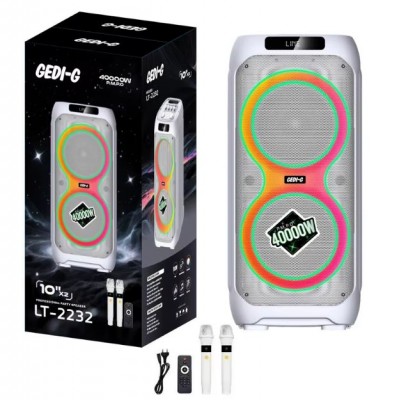 Портативна акумуляторна Bluetooth колонка Gedi-G LT-2232, 100 Вт, 2×10", висота 84 см, з 2 мікрофонами
