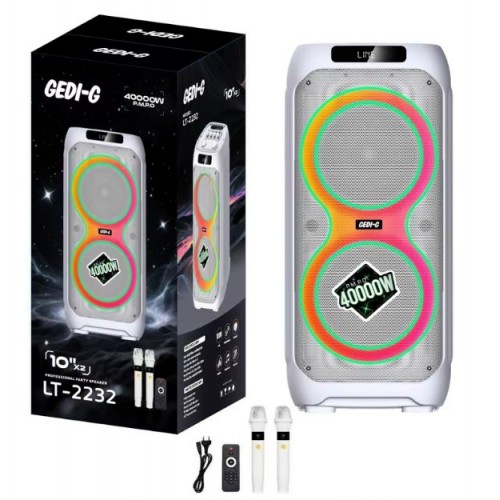 Портативна акумуляторна Bluetooth колонка Gedi-G LT-2232, 100 Вт, 2×10", висота 84 см, з 2 мікрофонами