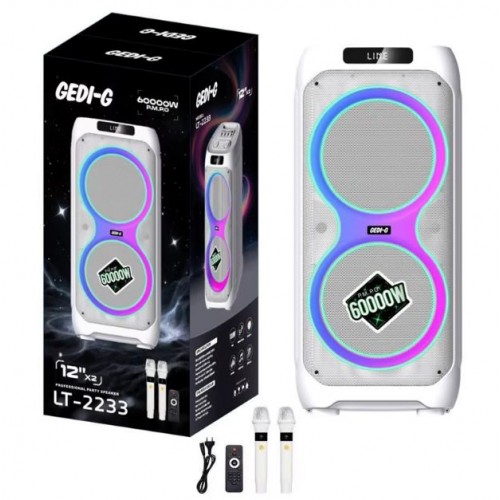 Портативна акумуляторна Bluetooth колонка Gedi-G LT-2233, 140 Вт, 2×12", висота 100 см, з 2 мікрофонами