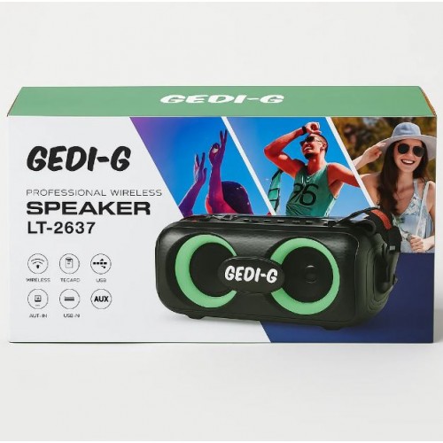 Портативна акумуляторна Bluetooth колонка Gedi-G LT-2637, 50 Вт, 2×6.5", висота 20 см, з 1 мікрофоном