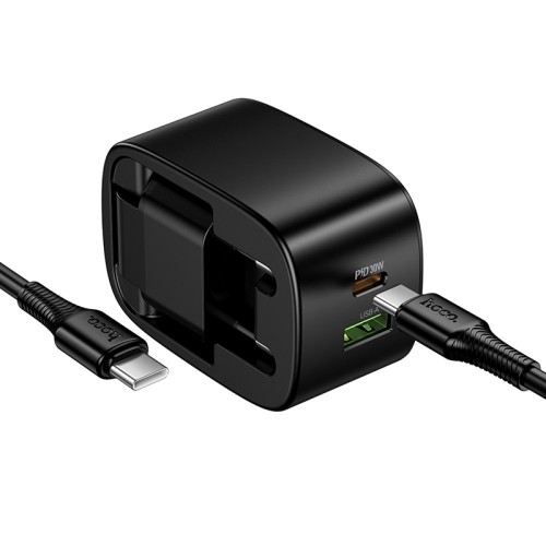 Мережевий зарядний пристрій Hoco CS102A folding PD30W+QC3.0 Type-C to Type-C