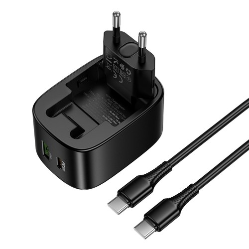 Мережевий зарядний пристрій Hoco CS102A folding PD30W+QC3.0 Type-C to Type-C